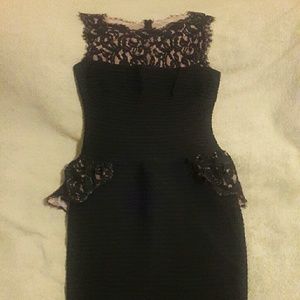 Tadashi Shoji Peplum Style Dress Black lace